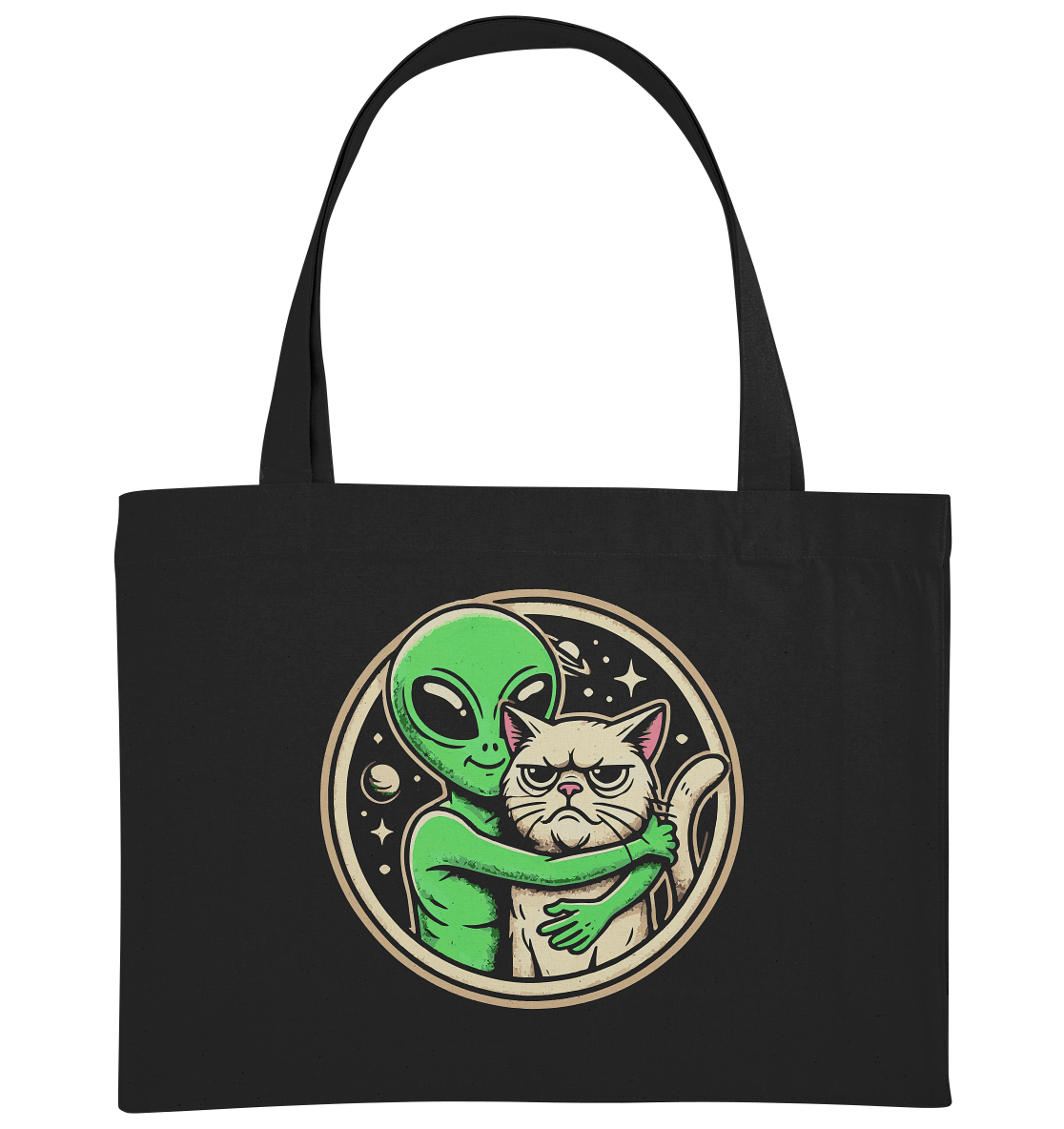 Alien mit Grumpy cat - Organic Shopping-Bag