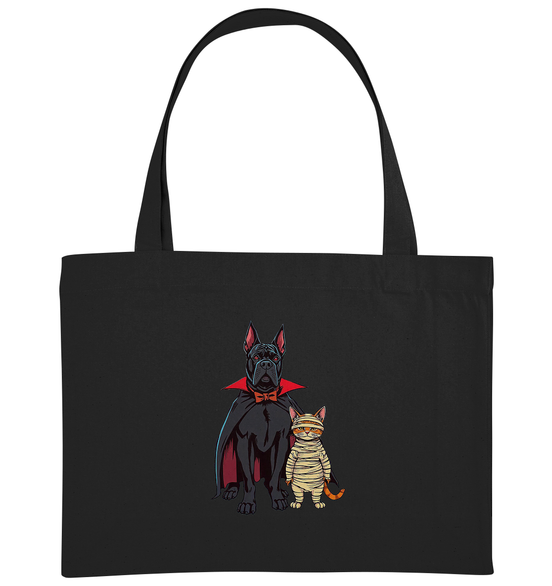 Halloween Cane Corso mit Katze als comic - Organic Shopping-Bag