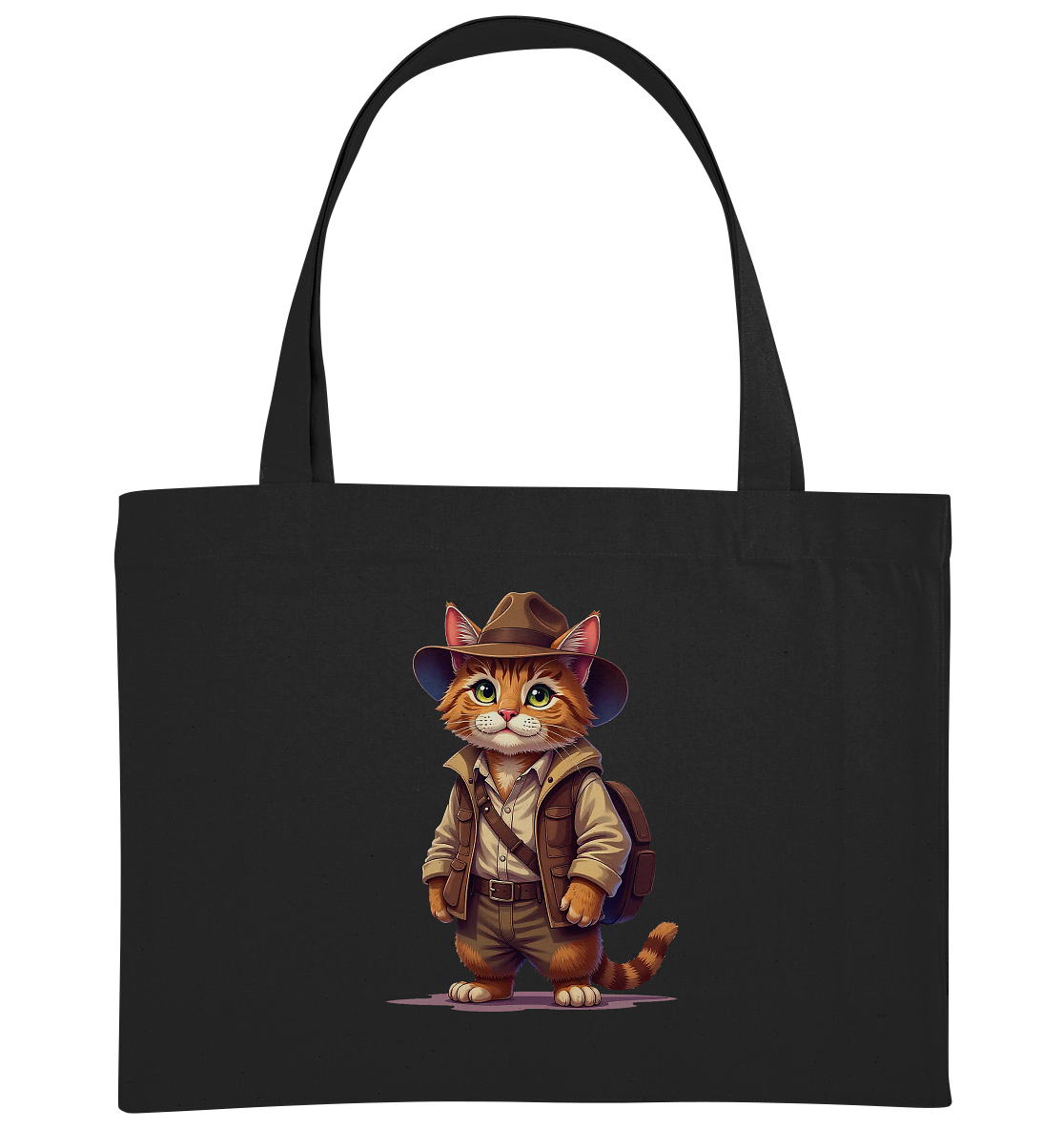 Abenteurer Katze Cartoon  - personalisierbar - Organic Shopping-Bag