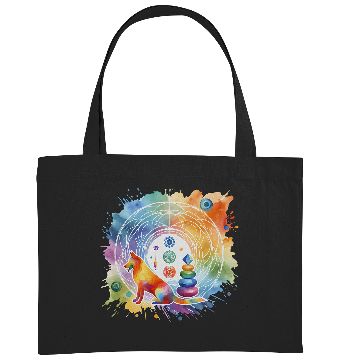 Chakra Art mit Hund Aquarell  - Organic Shopping-Bag