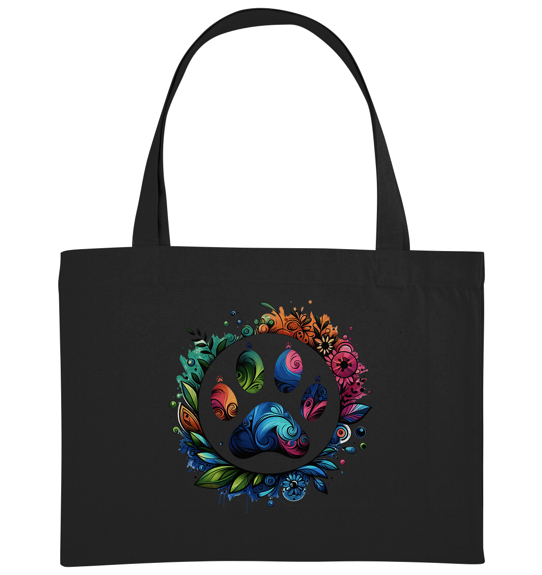 Pfote mit Blumendesign - Organic Shopping-Bag