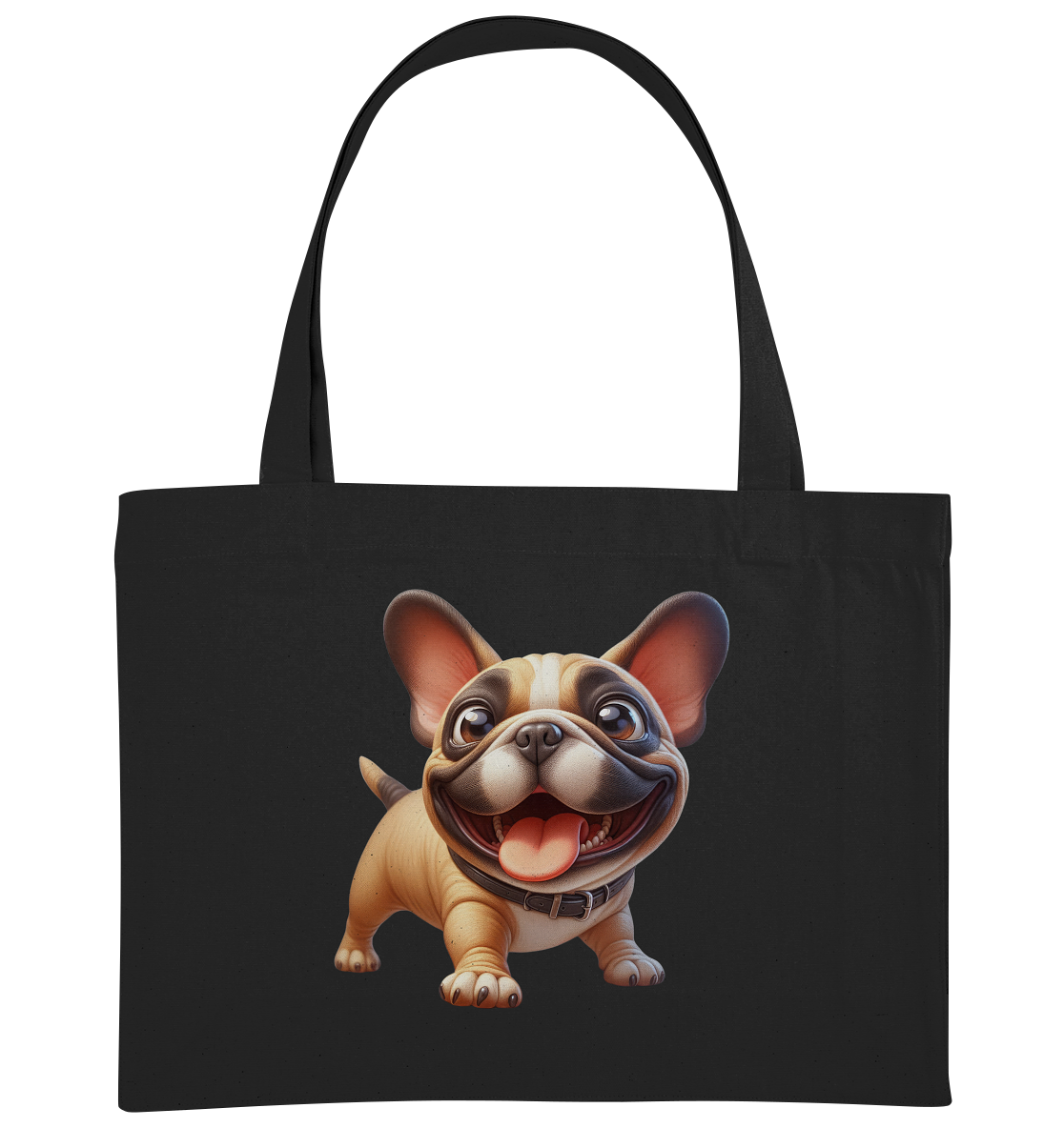 Französische Bulldogge Cartoon personalisierbar - Organic Shopping-Bag