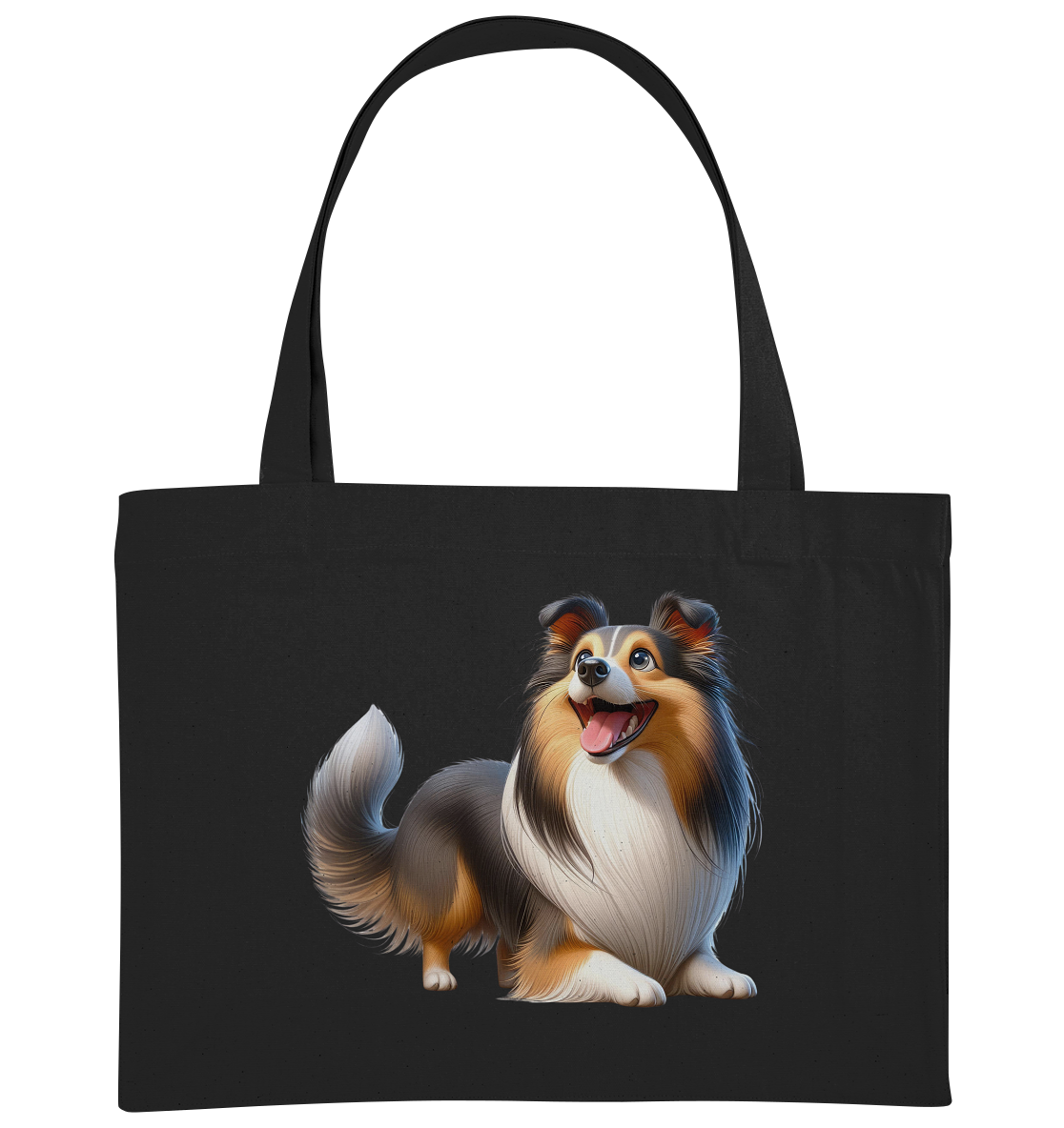 Shetland Sheepdog cartoon personalisierbar - Organic Shopping-Bag