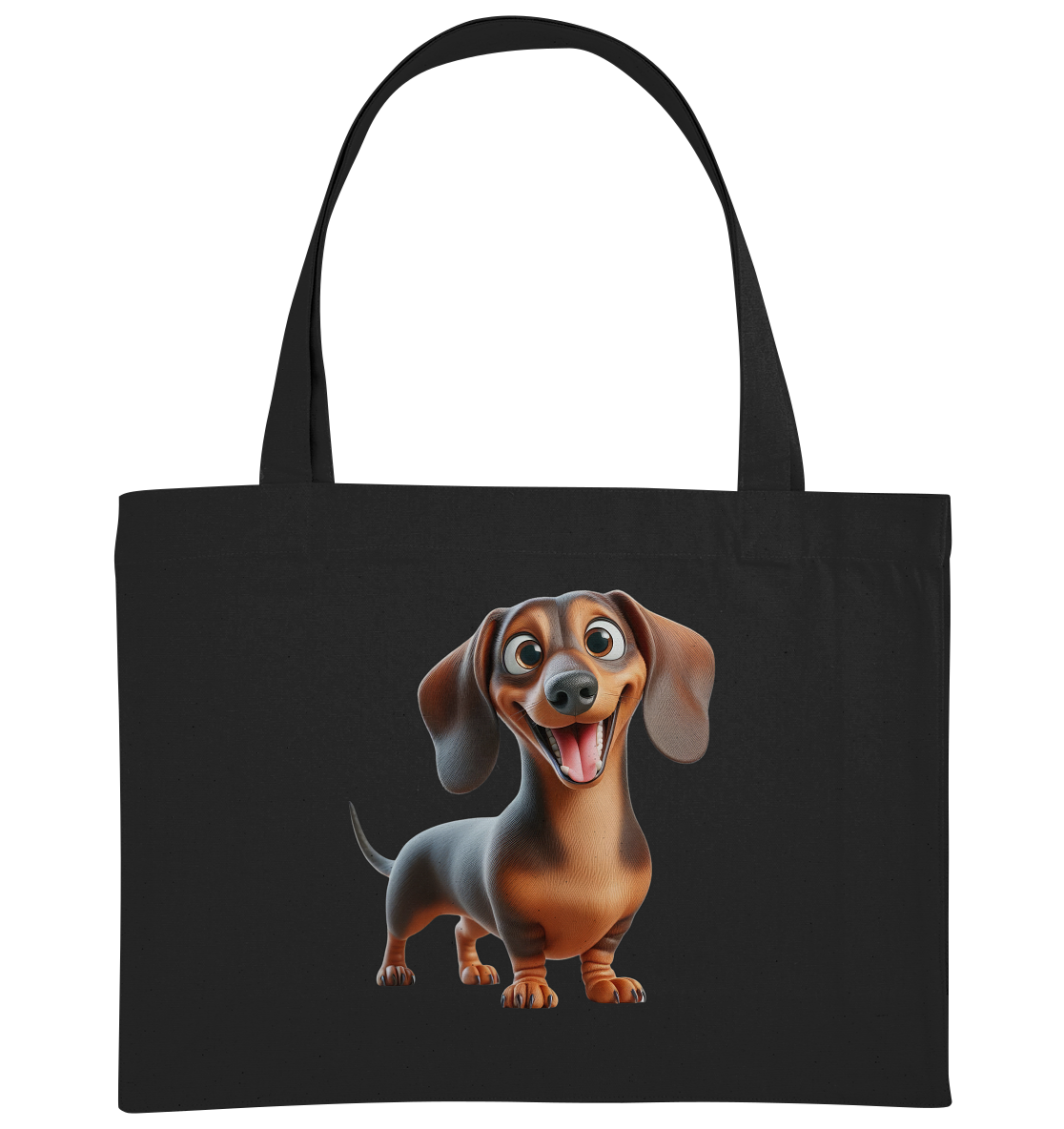 Happy Dackel Cartoon - personalisierbar - Organic Shopping-Bag