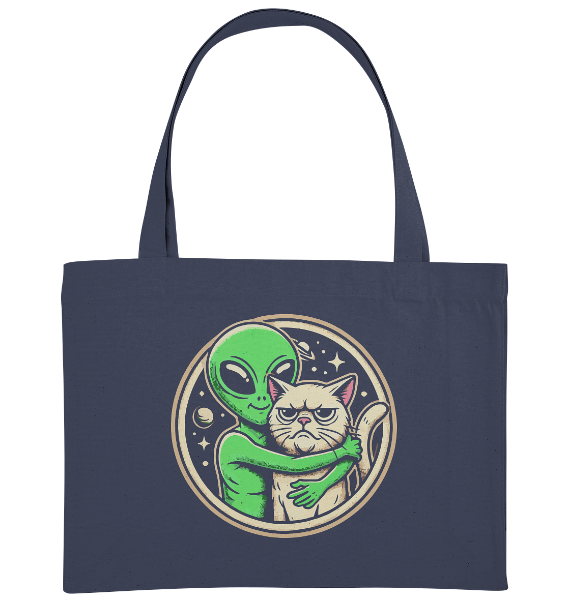 Alien mit Grumpy cat - Organic Shopping-Bag