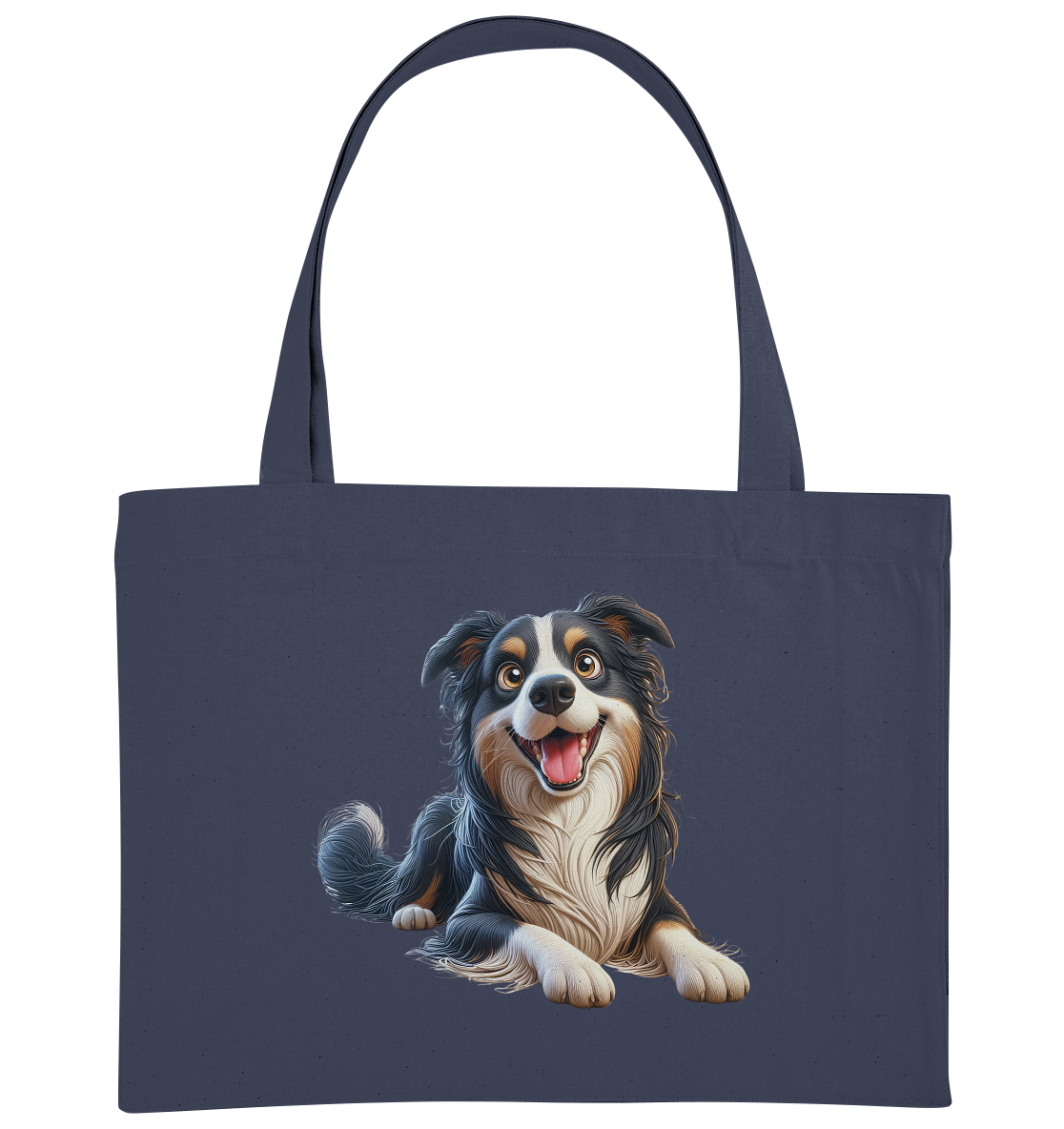 Border Collie Cartoon - personalisierbar - Organic Shopping-Bag