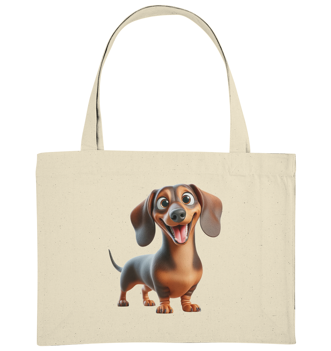 Happy Dackel Cartoon - personalisierbar - Organic Shopping-Bag