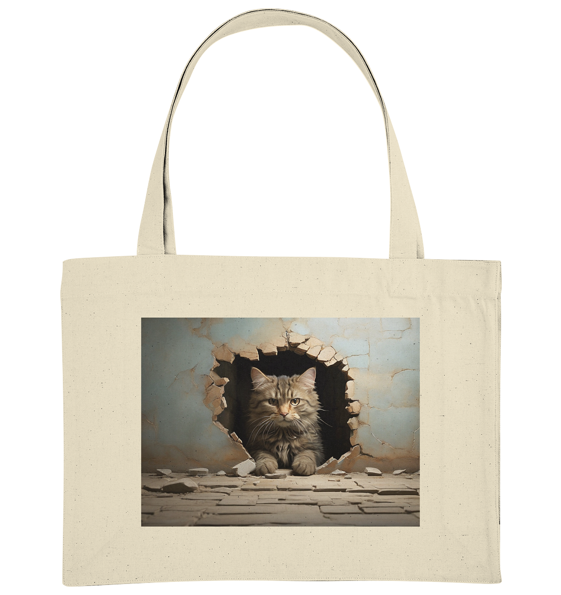 Katze durch wand - Organic Shopping-Bag