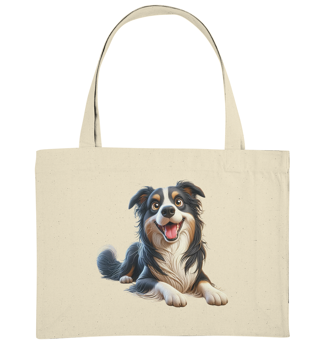 Border Collie Cartoon - personalisierbar - Organic Shopping-Bag
