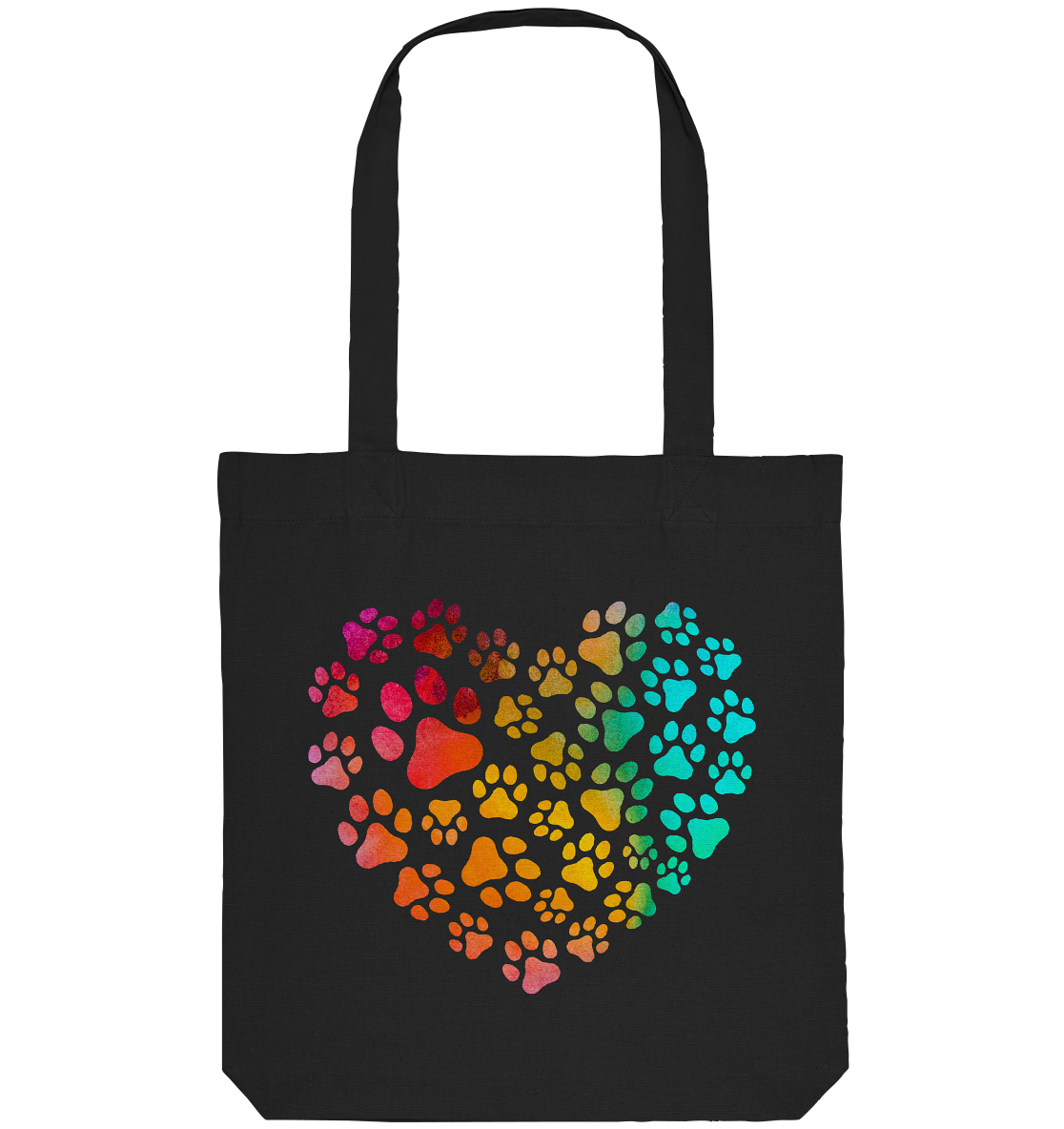 Bunte Pfoten in Herzform - Organic Tote-Bag