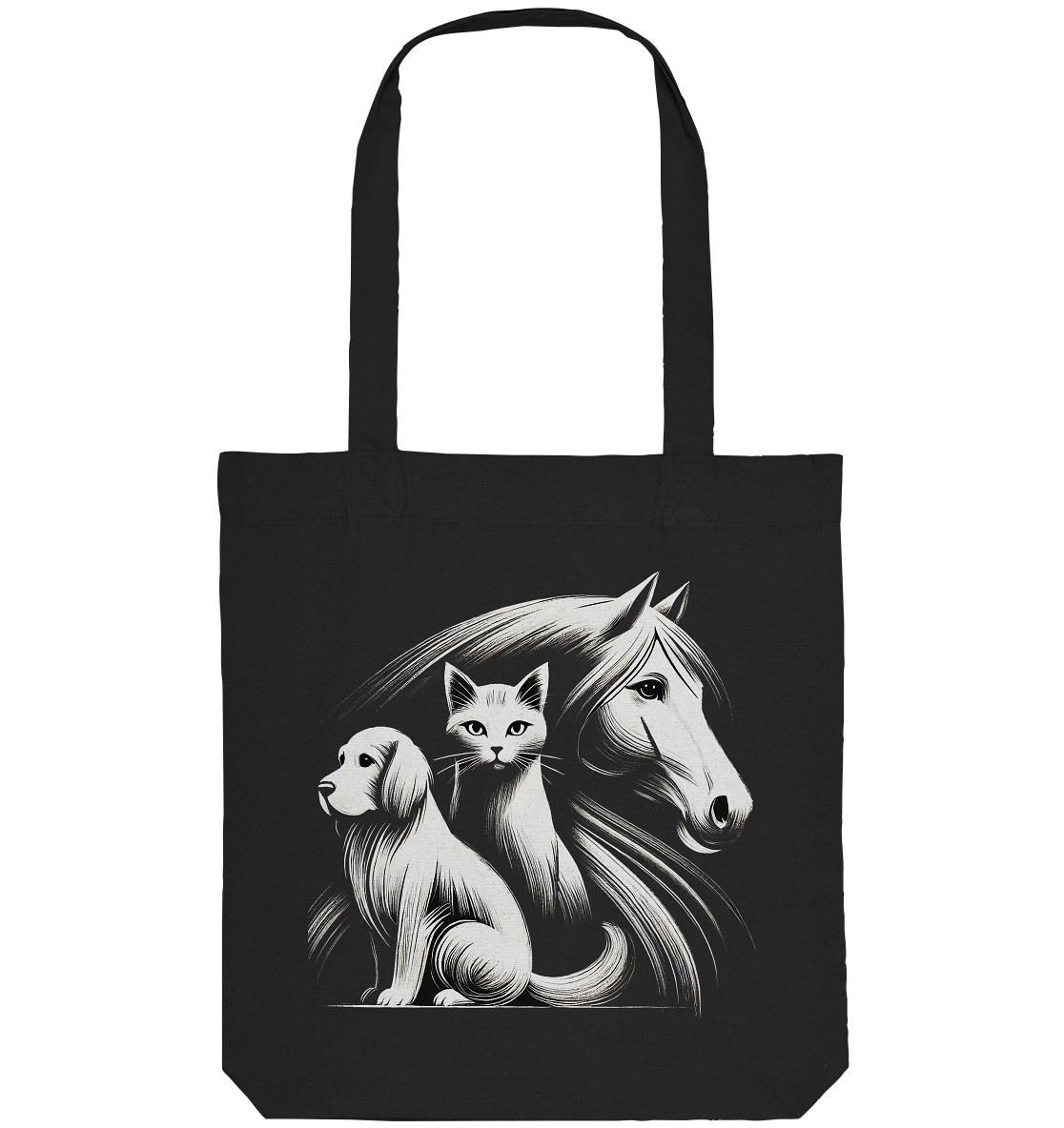 Zeichnung Hund, Katze Pferd - Organic Tote-Bag
