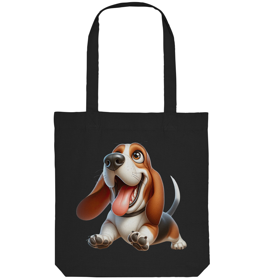 Basset Hound Cartoon personalisierbar - Organic Tote-Bag