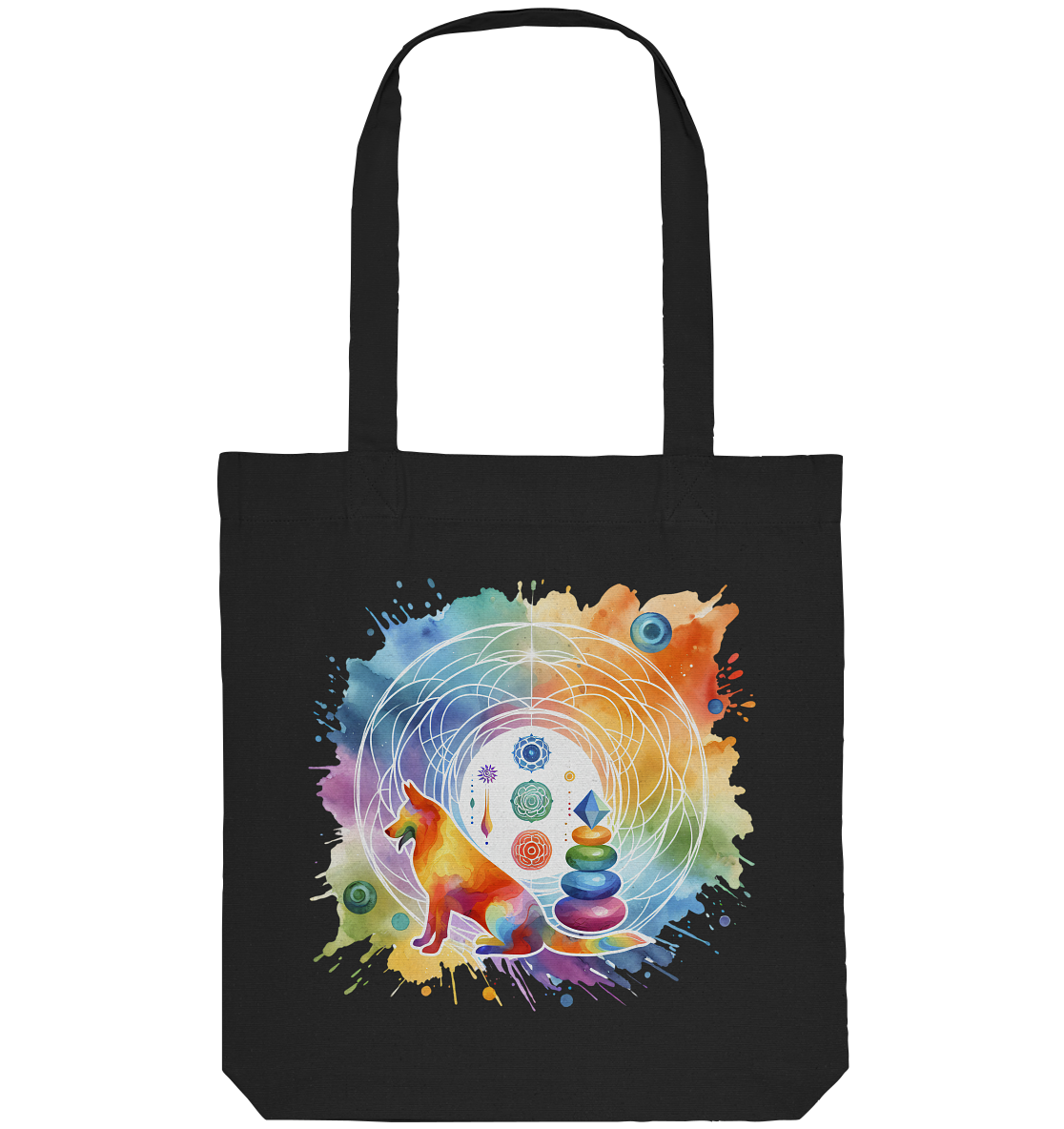 Chakra Art mit Hund Aquarell  - Organic Tote-Bag