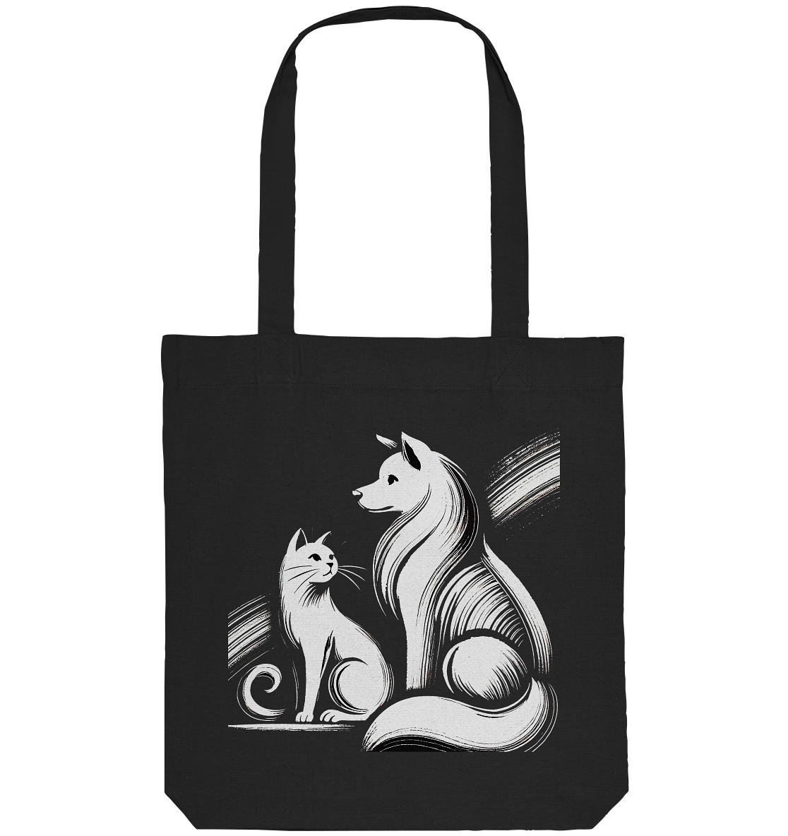 Zeichnung Katze und Hund - Organic Tote-Bag