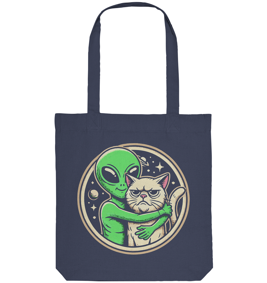 Alien mit Grumpy cat - Organic Tote-Bag