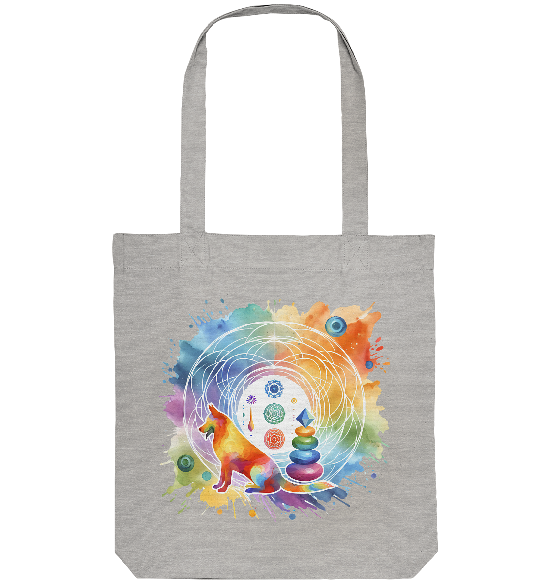 Chakra Art mit Hund Aquarell  - Organic Tote-Bag