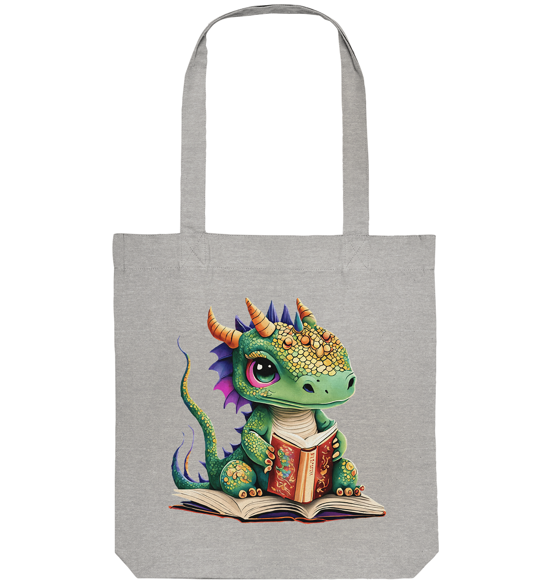Kleiner lesender Drache -personalisierbar - Organic Tote-Bag