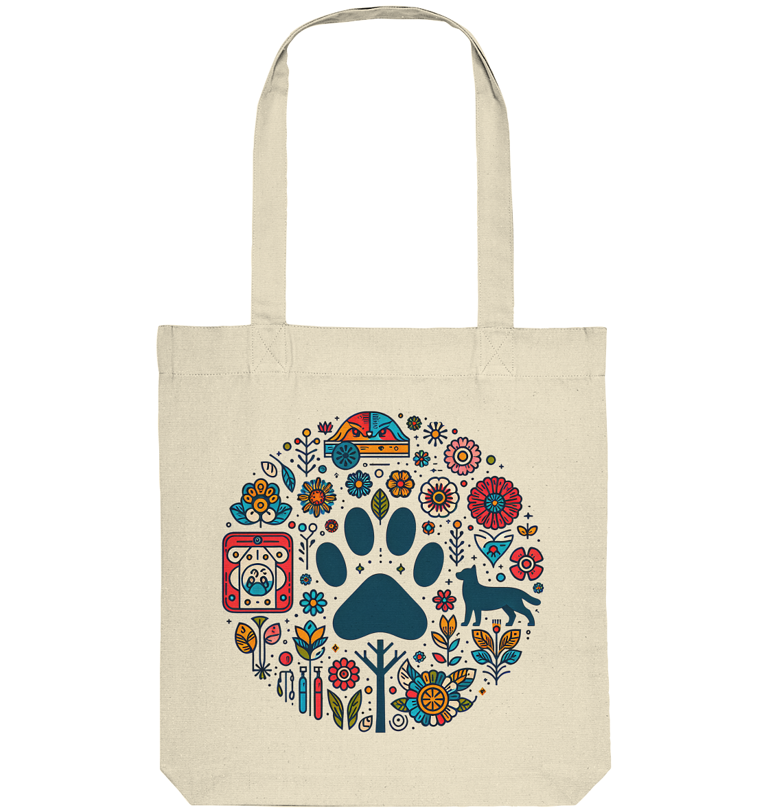 Farbige Modernes Design Pfote , Hund, Natur - Organic Tote-Bag