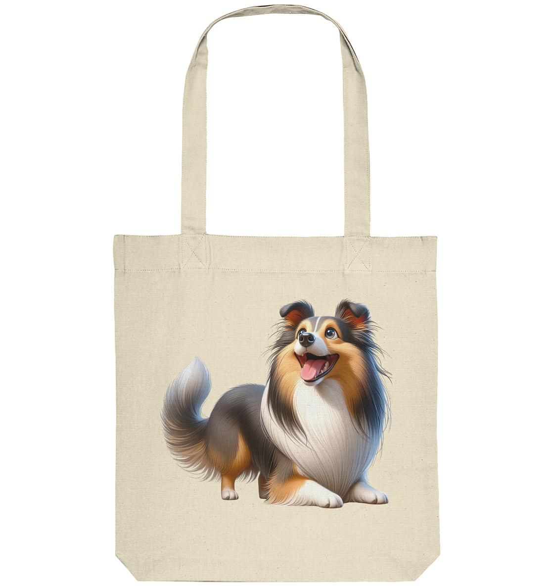 Shetland Sheepdog cartoon personalisierbar - Organic Tote-Bag