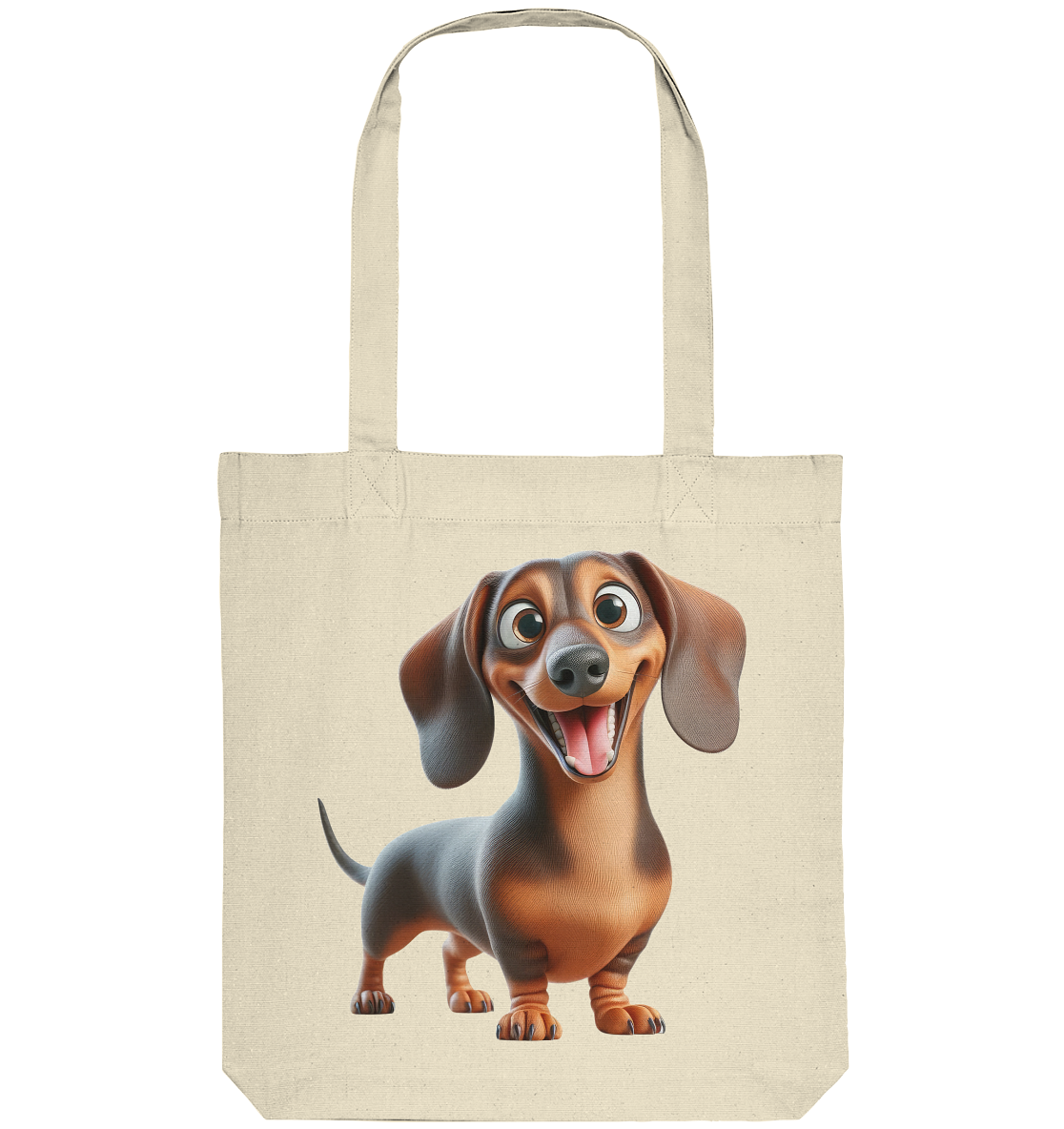 Happy Dackel Cartoon - personalisierbar - Organic Tote-Bag