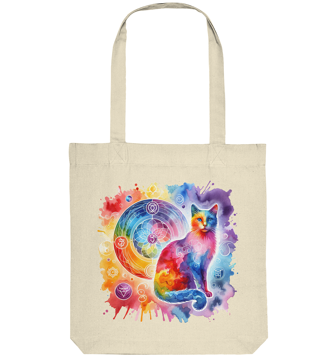 Shakra Design mit Katze - Organic Tote-Bag