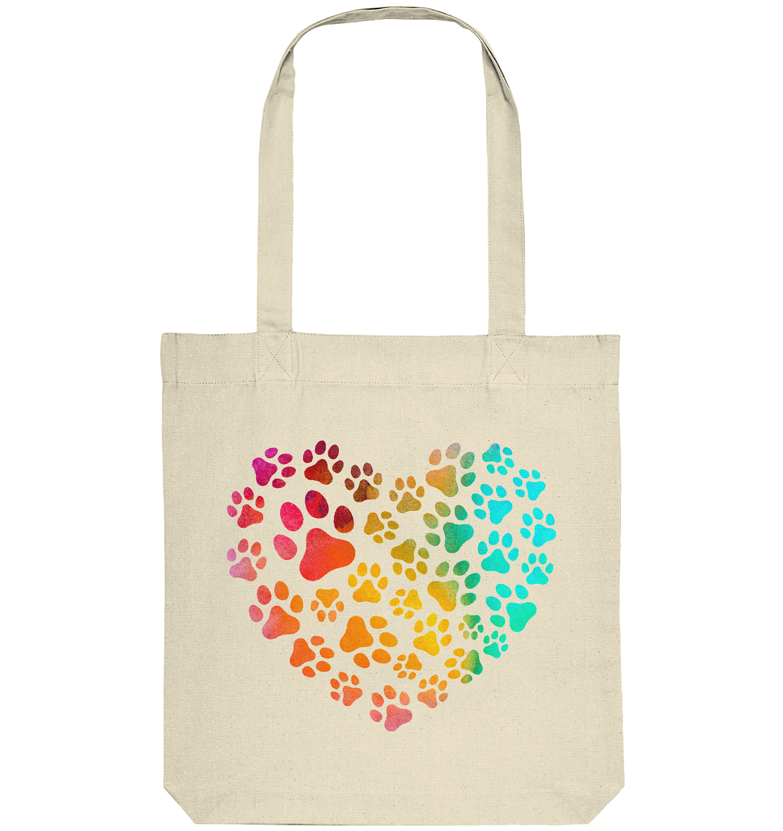 Bunte Pfoten in Herzform - Organic Tote-Bag