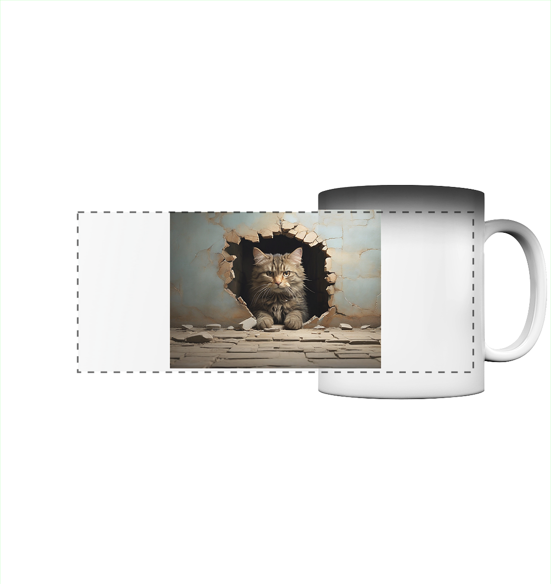 Katze durch wand - Panorama Magic Mug