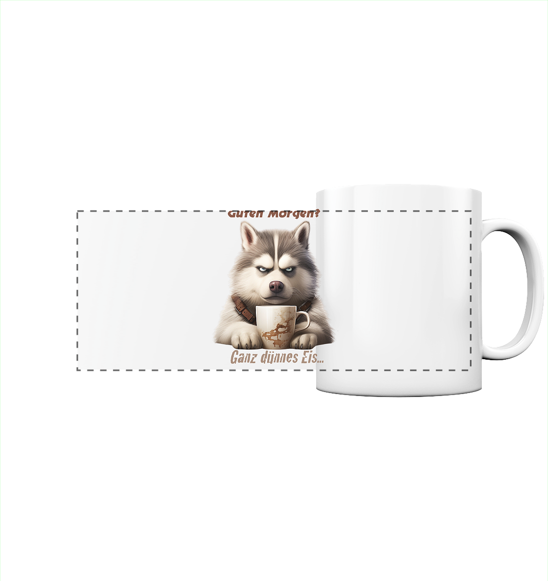 Guten. Morgen Ganz dünnnes Eis. Husky comic - Panorama Tasse