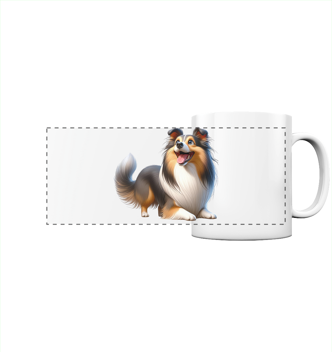 Shetland Sheepdog cartoon personalisierbar - Panorama Tasse