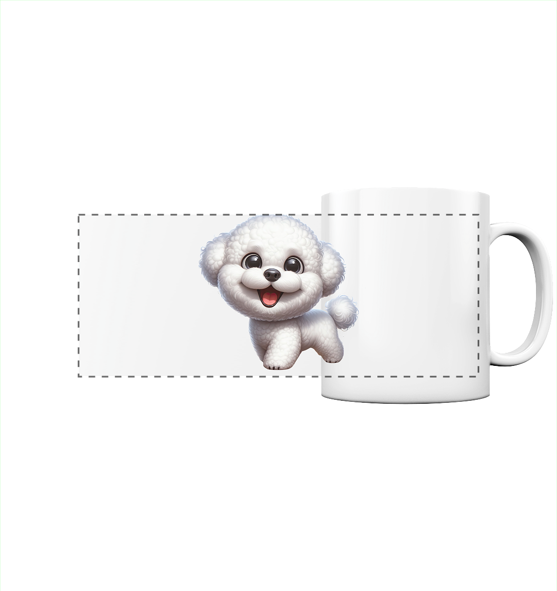 Bichon Frisé Cartoon personalisierbar - Panorama Tasse
