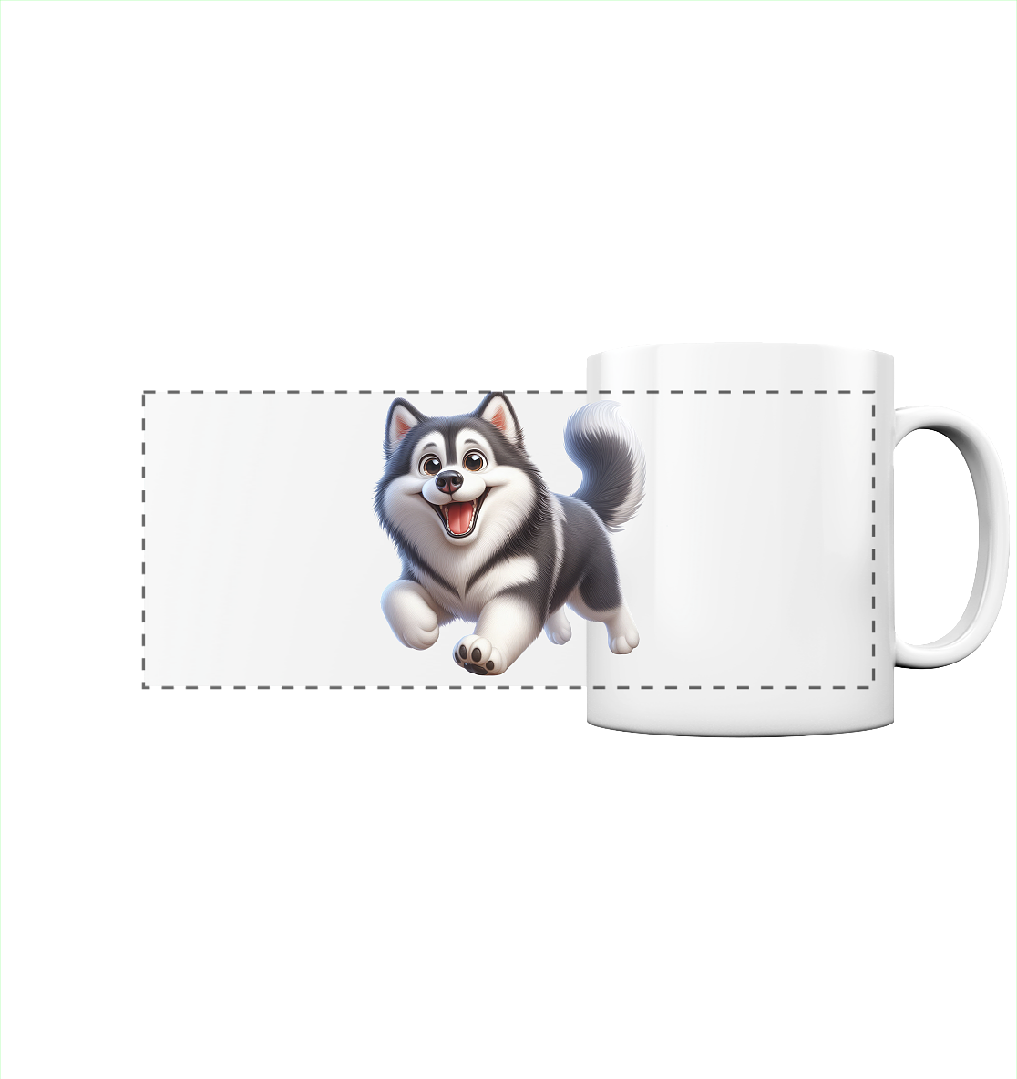 Husky Comic - personalisierbar - Panorama Tasse