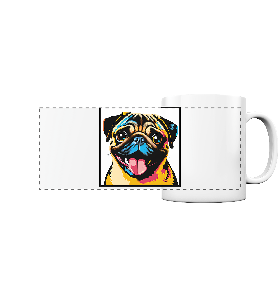 Mops Pop Art - Panorama Tasse - personalisierbar