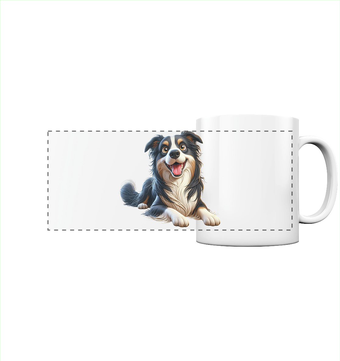 Border Collie Cartoon - personalisierbar - Panorama Tasse