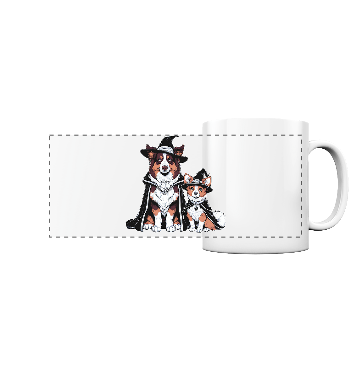Halloween Wizard Hunde Terrier und Australian Sheppard  - Panorama Tasse
