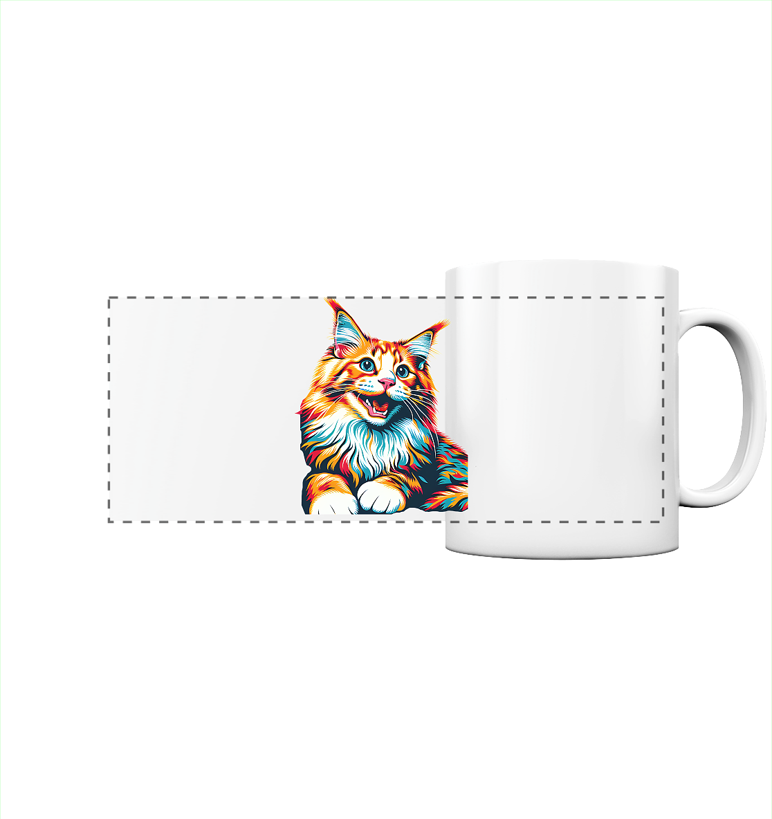 Maine Coon Katze Pop Art - personalisierbar - Panorama Tasse