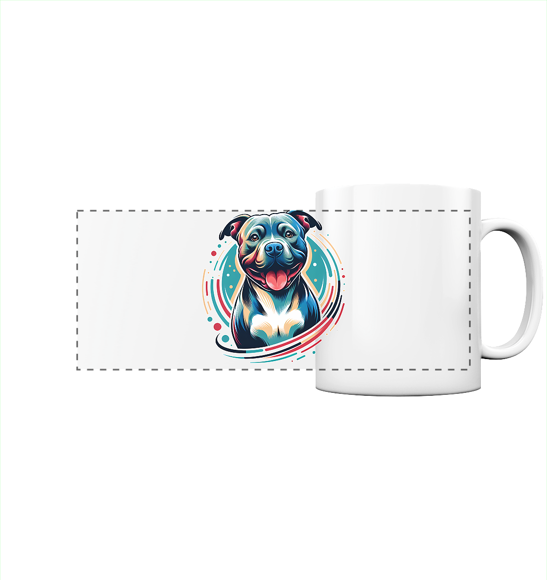 Happy Pittbull / Staffy PopArt - Panorama Tasse