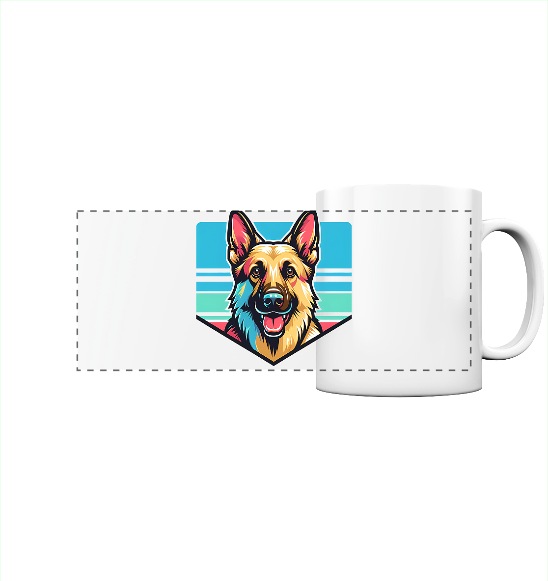 Schäferhund Pop Art - personalisierbar - Panorama Tasse