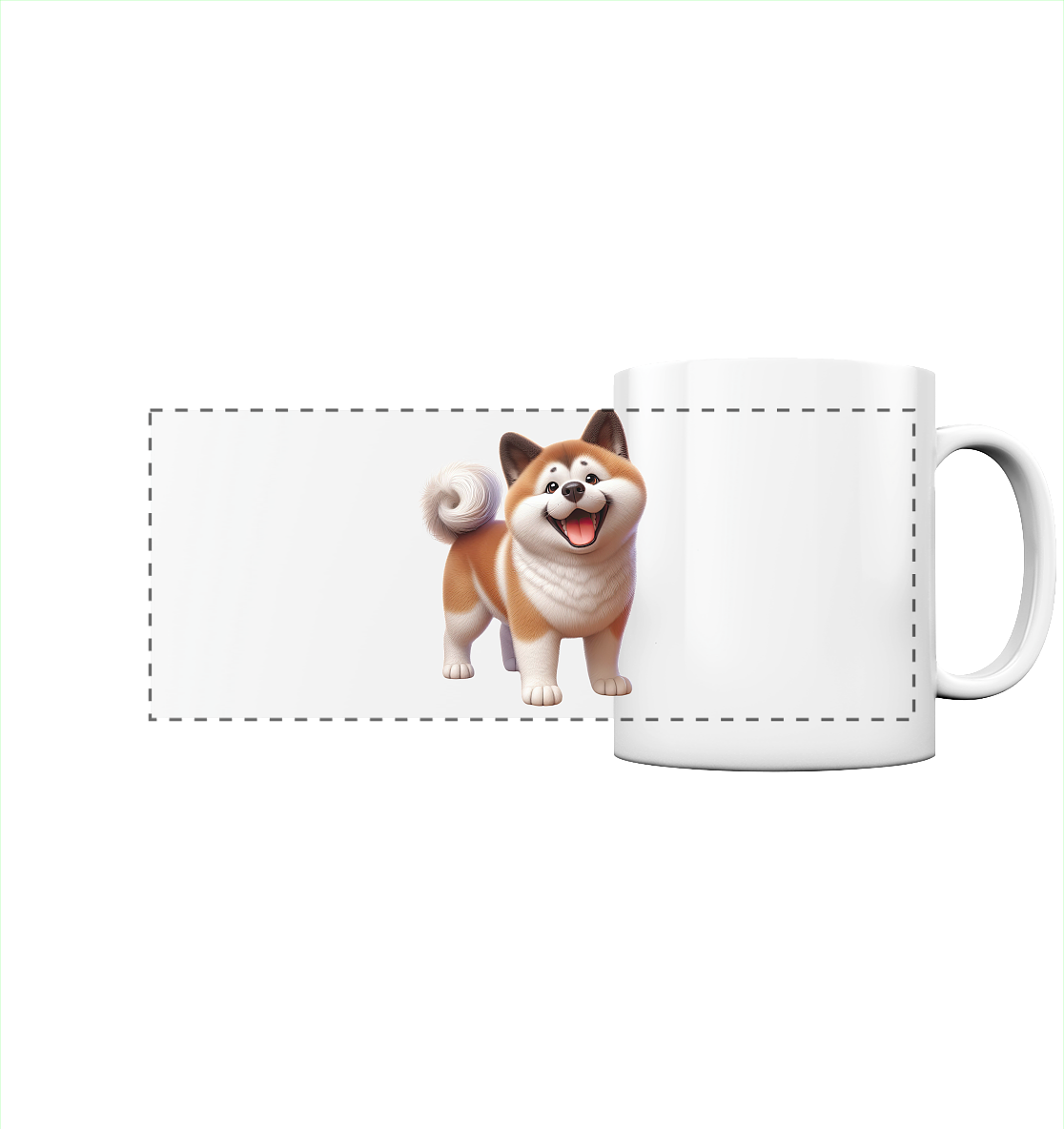 Akita Cartoon Hund personalisierbar - Panorama Tasse