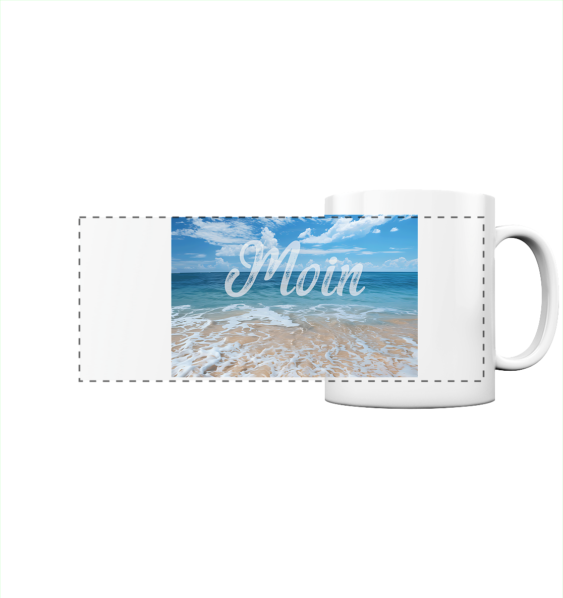 Moin Küste mit Strand - Personalisieren - Panorama Tasse