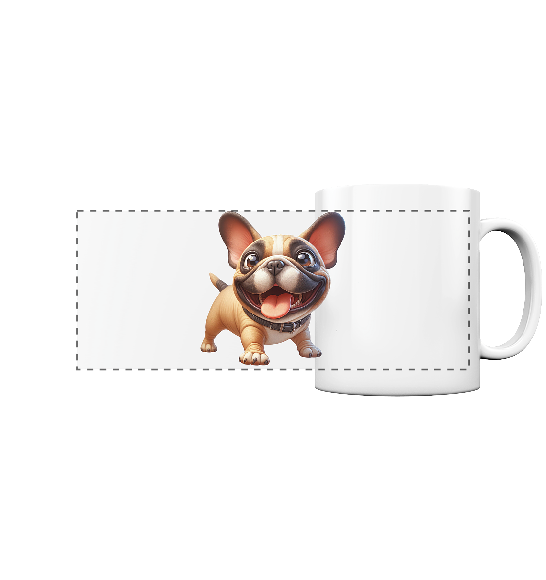 Französische Bulldogge Cartoon personalisierbar - Panorama Tasse