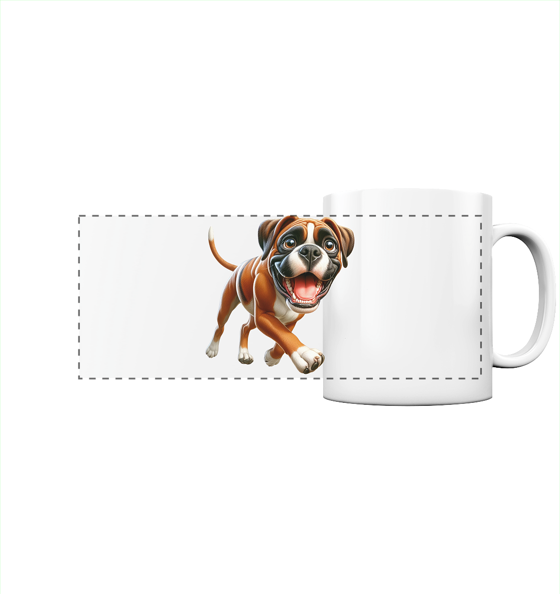 Boxer Cartoon Hund personalisierbar - Panorama Tasse