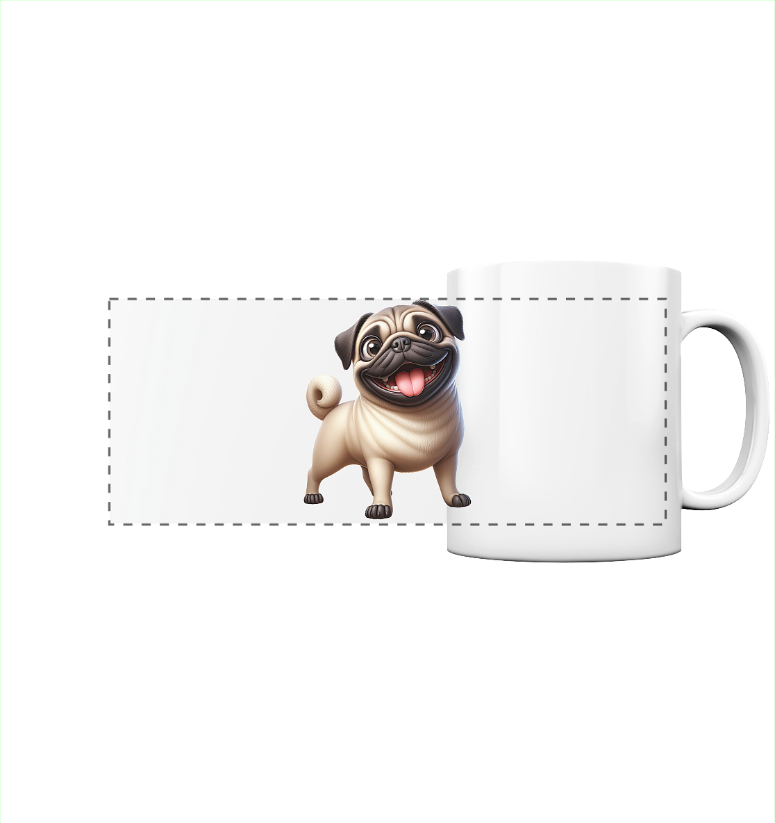 Mops Cartoon - personalisierbar - Panorama Tasse