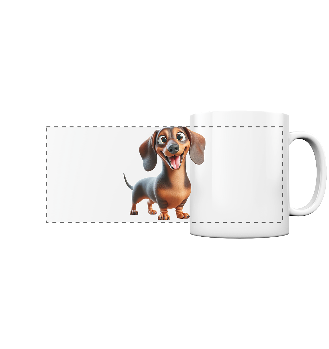 Happy Dackel Cartoon - personalisierbar - Panorama Tasse