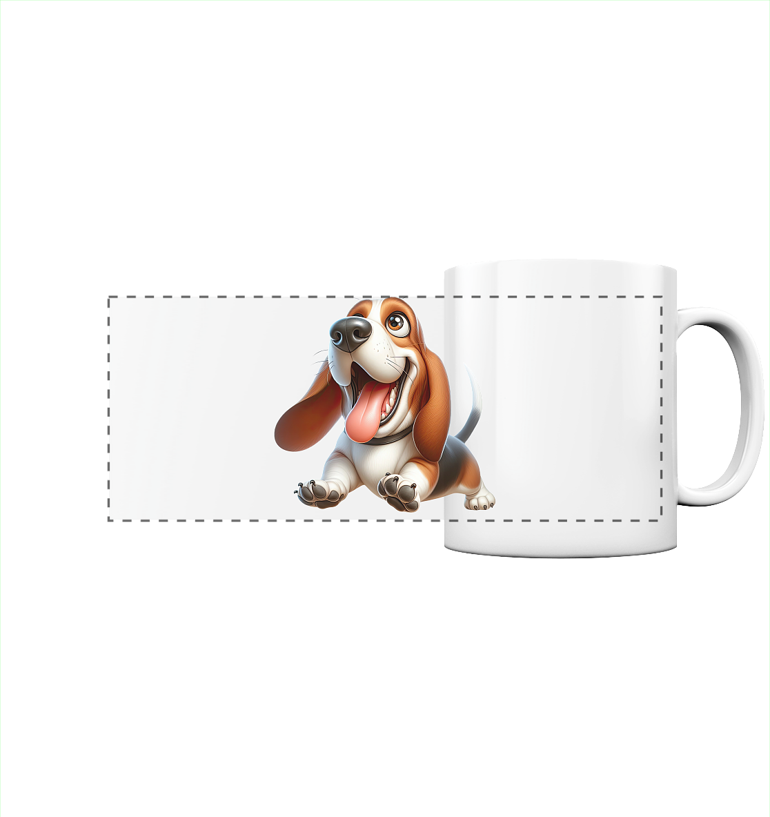 Basset Hound Cartoon personalisierbar - Panorama Tasse