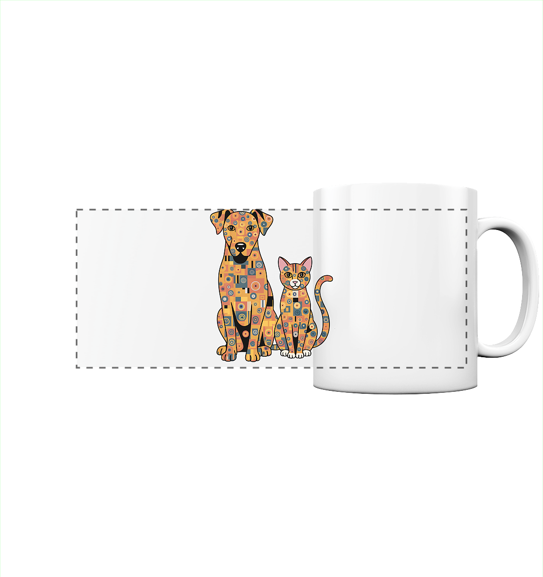 Illustration Hund und Katze in Klimt  Style - Panorama Tasse