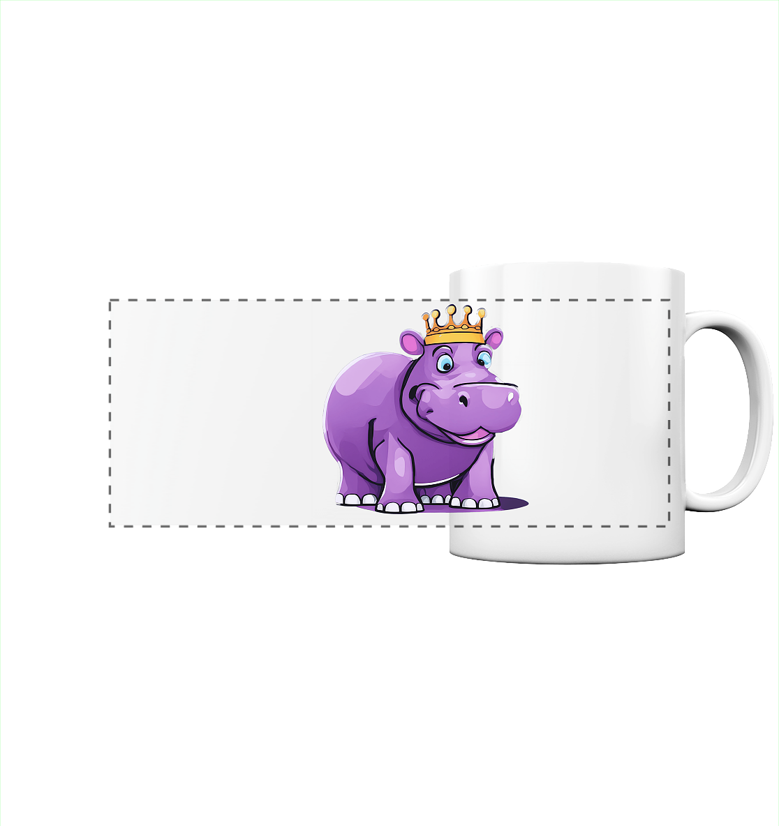 Hippo Queen Cute - personalisierbar - Panorama Tasse