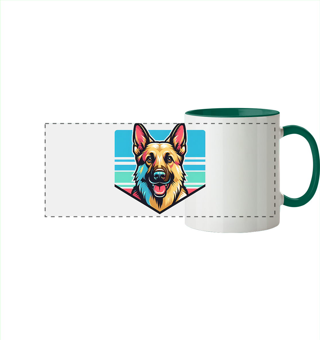 Schäferhund Pop Art - personalisierbar - Panorama Tasse zweifarbig