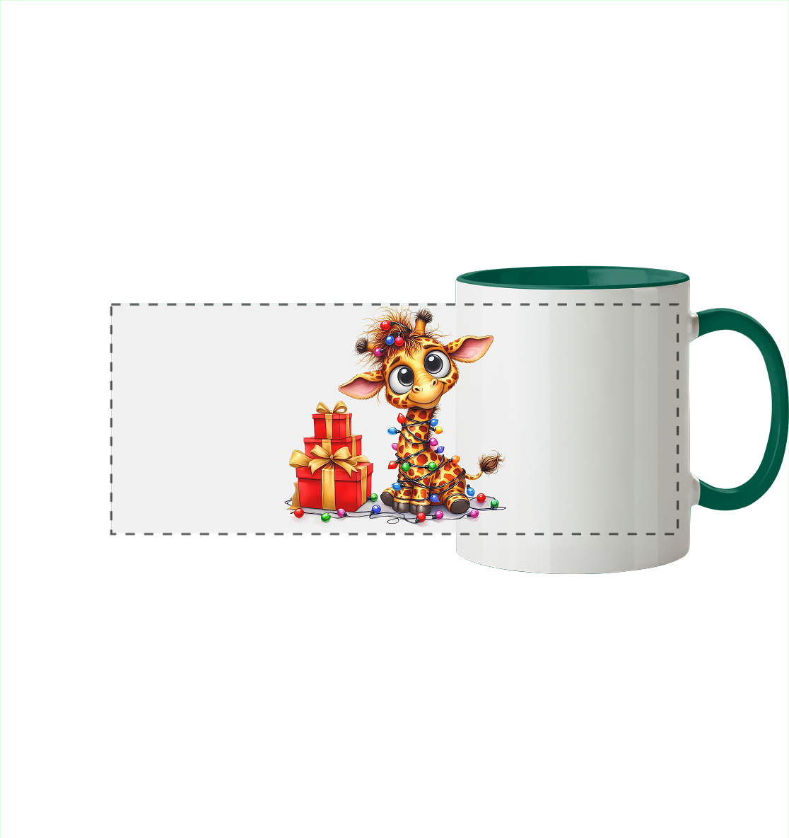 Ugly Christmas Weihnachten Crazy Giraffe - Panorama Tasse zweifarbig