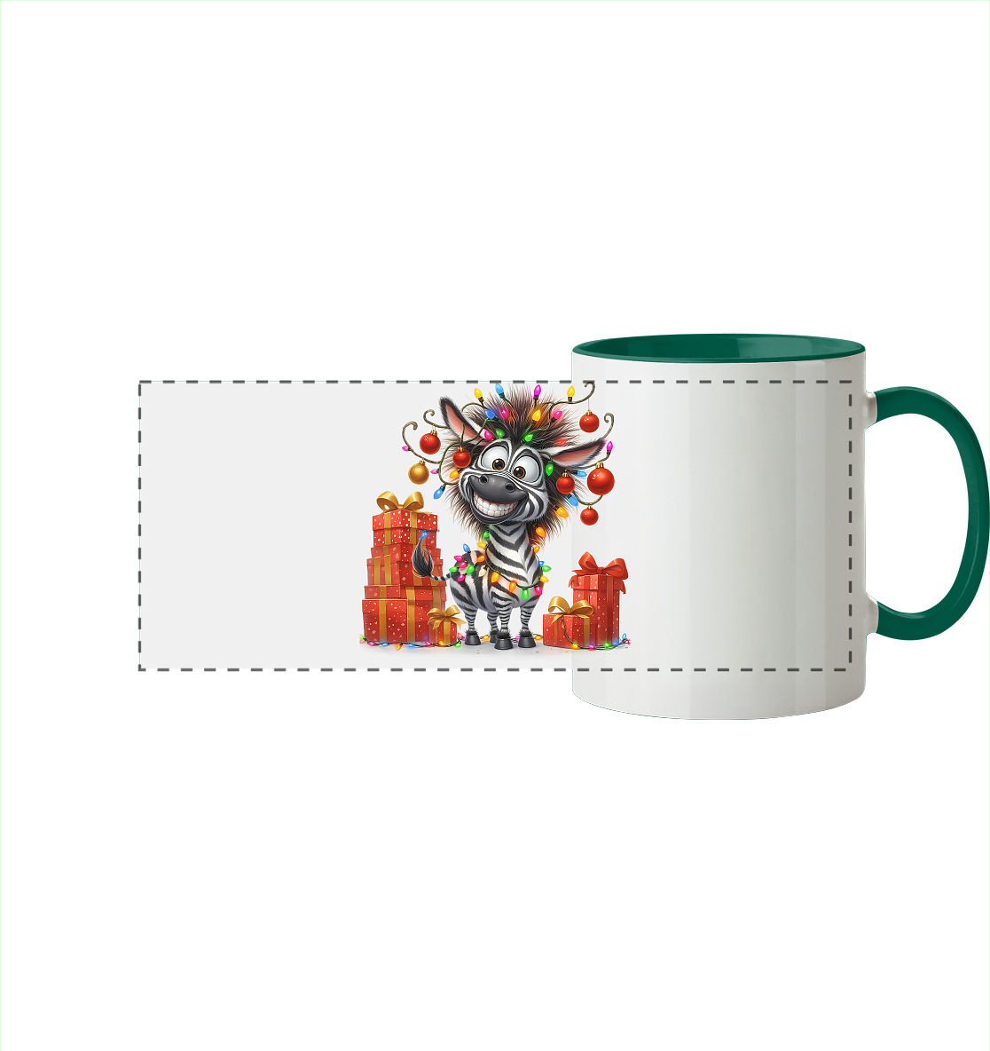 Ugly Christmas Weihnachten Crazy Zebra - Panorama Tasse zweifarbig