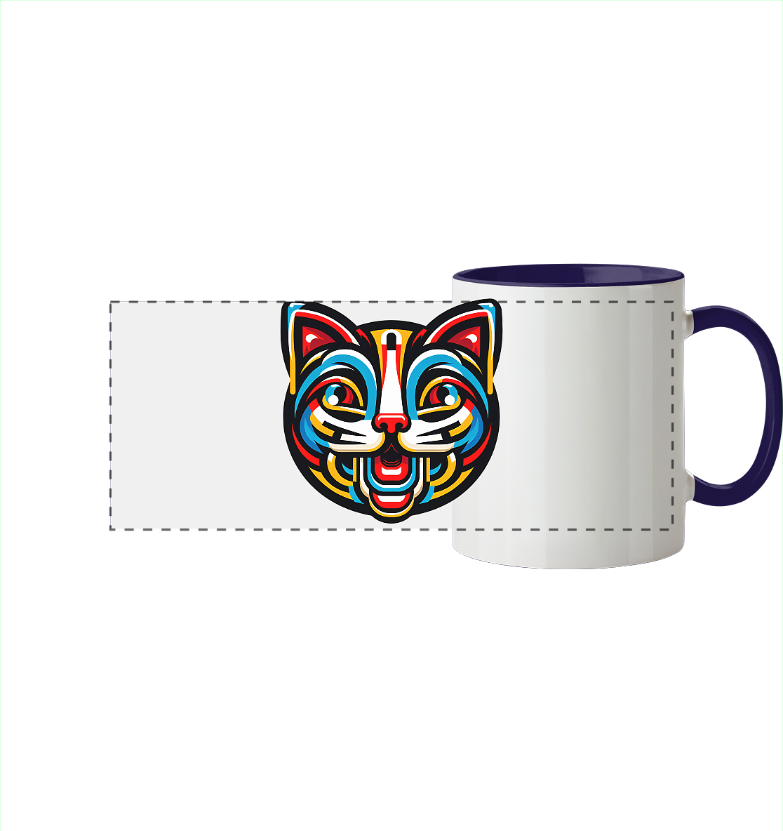 Pop Art Katze  - Panorama Tasse zweifarbig